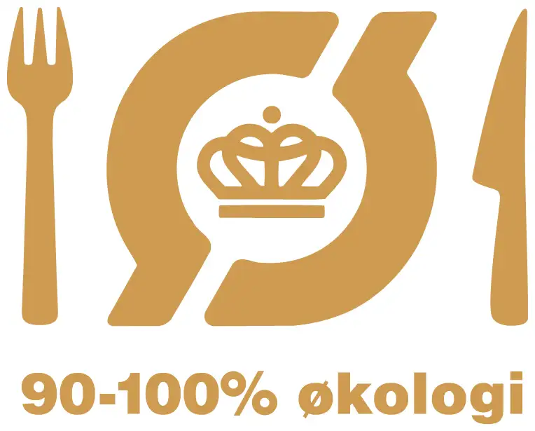 Det Økologiske Spisemærke i guld, for 90 til 100 procent økologi