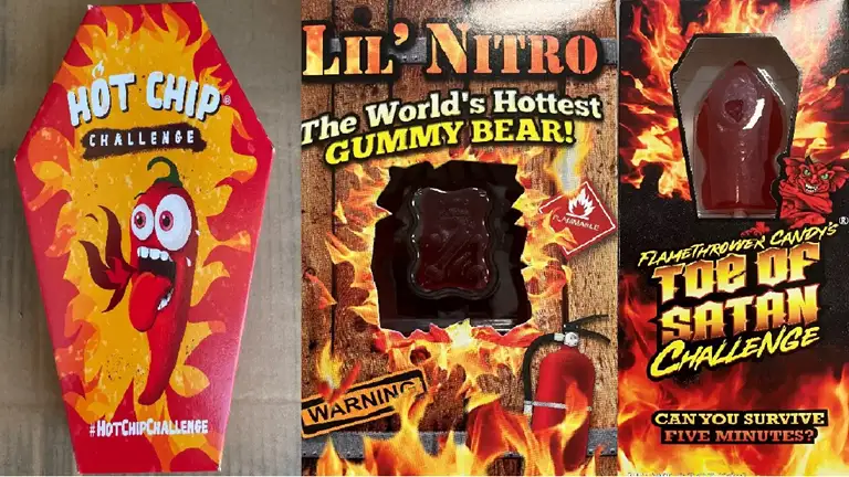 hot chip challenge, lil' nitro gummy bear og toe of satan challenge