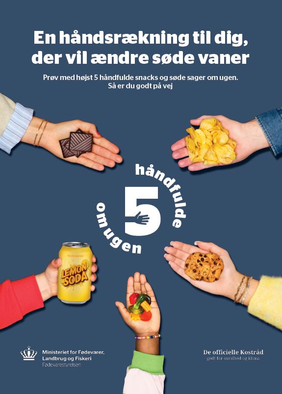 En håndsrækning til dig, der vil ændre søde vaner. Prøv med højst 5 håndfulde snacks og søde sager om ugen. Så er du godt på vej.