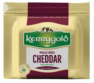 Billede af det tilbagekaldte produkt: Kerrygold Rød Cheddar. 