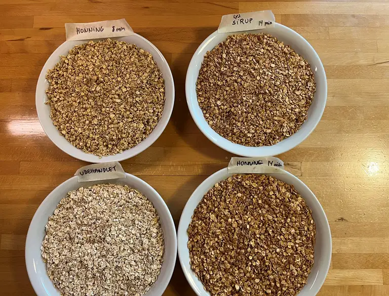 Billede af forskellige nuancer af ristet musli