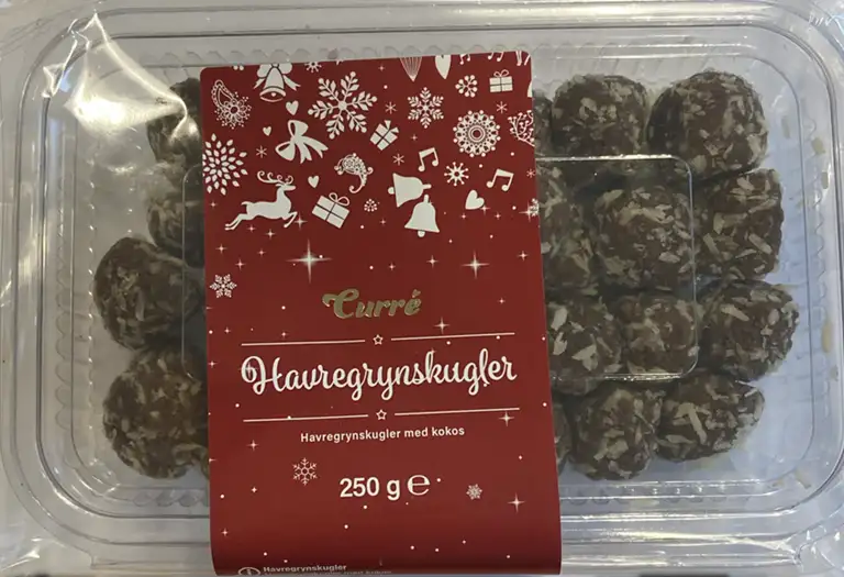 Billede af det tilbagekaldte produkt: Havregrynskugler med kokos.