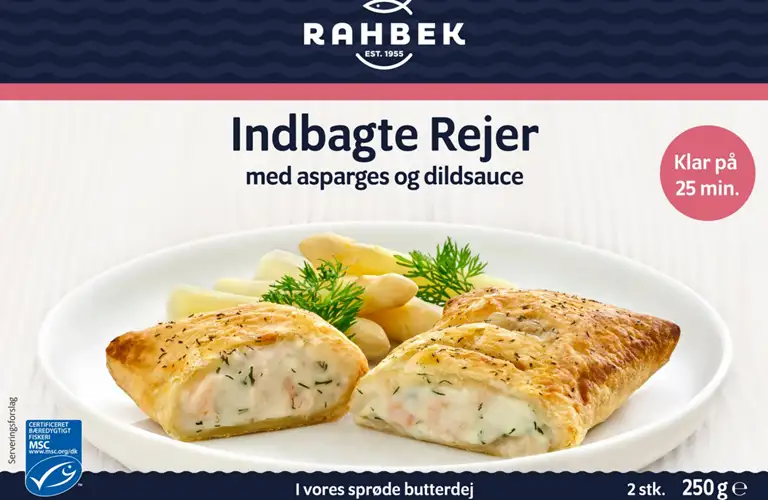 Billede af det tilbagekaldte produkt: Rahbek Indbagte Rejer.