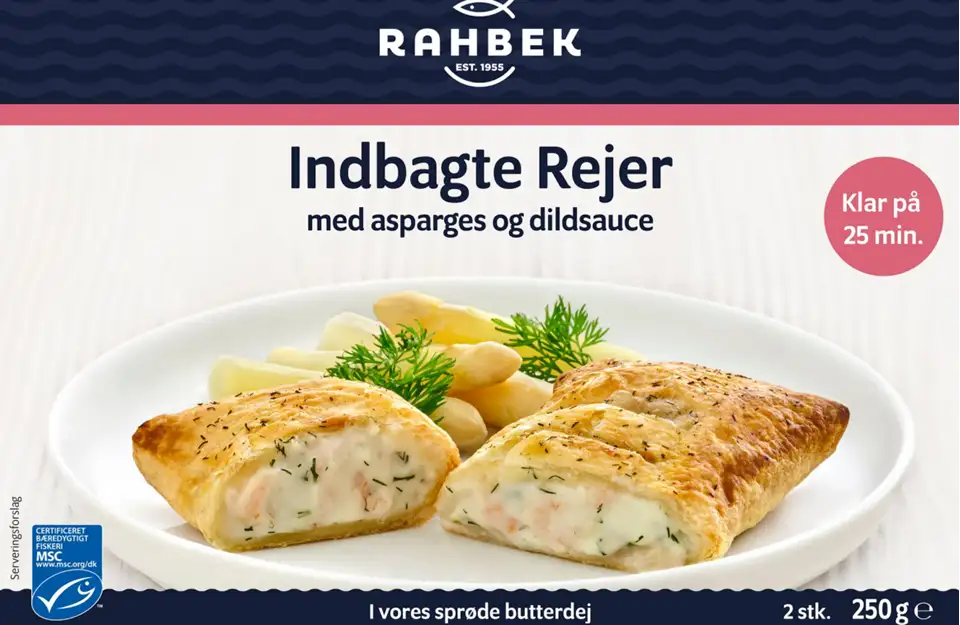 Produktbillede: Udeklareret fisk i indbagte rejer
