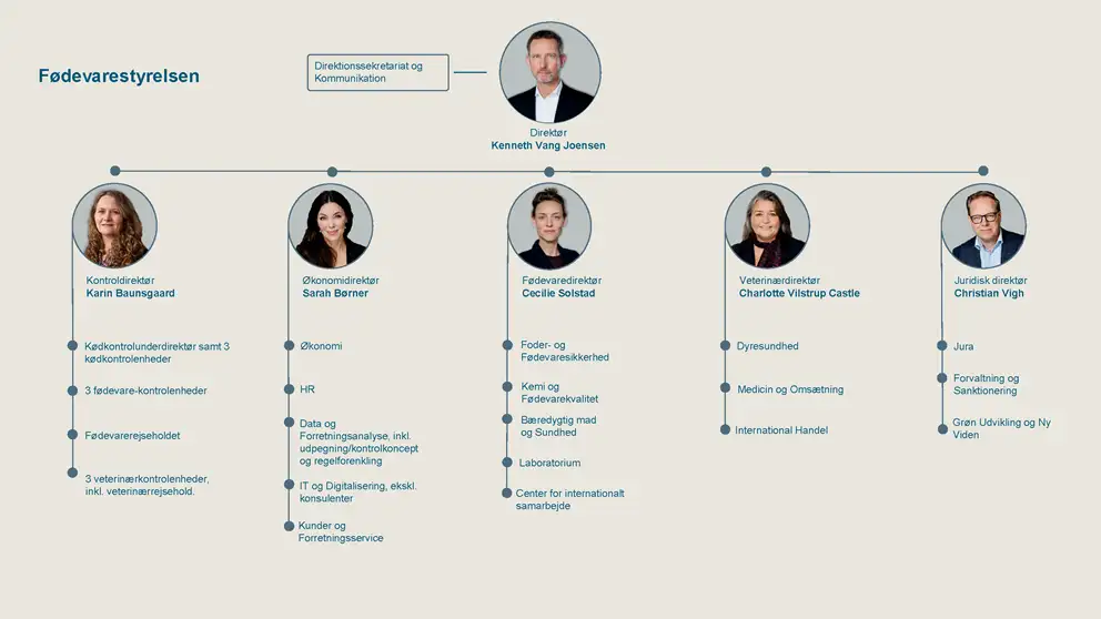 Organisationsdiagram for Fødevarestyrelsen